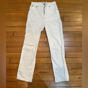 Abercrombie & Fitch Cream Ankle Straight Ultra High-Rise Jeans